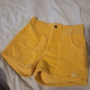 High-Waist Corduroy Shorts in Mustard Yellow